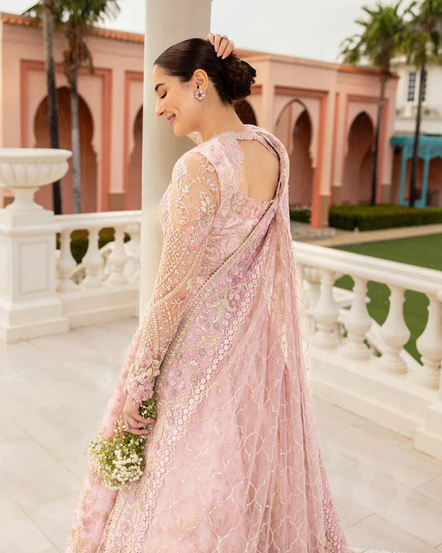 Blush Pink Embroidered Anarkali Dress – with Embellished Dupatta