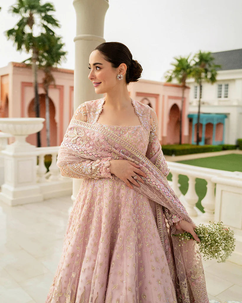 Blush Pink Embroidered Anarkali Dress – with Embellished Dupatta
