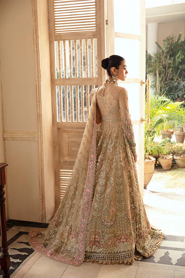 Champagne Gold Embroidered Bridal Maxi Dress – Luxury Wedding Gown with Handcrafted Embellishments