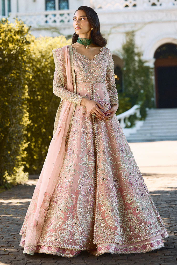 Blush Pink Embroidered Bridal Maxi Dress – Luxury Wedding Gown with Handcrafted Embellishments